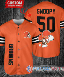 Snoopy Cleveland Browns  Custom Baseball Jersey Orange