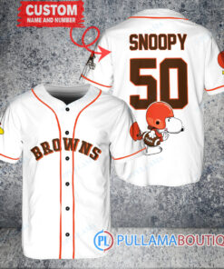 Snoopy Cleveland Browns Custom Baseball Jersey White