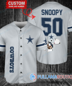 Snoopy Dallas Cowboys  Custom Baseball Jersey Gray