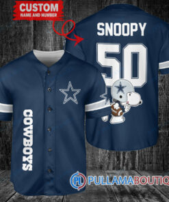 Snoopy Dallas Cowboys  Custom Baseball Jersey Navy