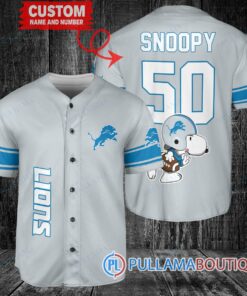 Snoopy Detroit Lions  Custom Baseball Jersey Gray