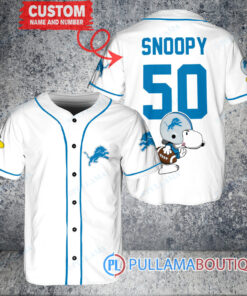 Snoopy Detroit Lions  Custom Baseball Jersey White