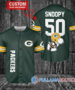 Snoopy Green Bay Packers Custom Baseball Jersey Green