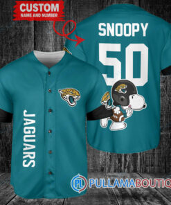 Snoopy Jacksonville Jaguars  Custom Baseball Jersey Teal