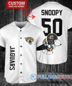 Snoopy Jacksonville Jaguars  Custom Baseball Jersey White