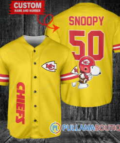 Snoopy Kansas City Chiefs Custom Baseball Jersey Gold