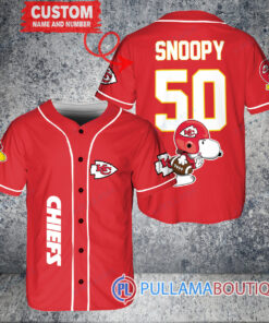 Snoopy Kansas City Chiefs Custom Baseball Jersey Red