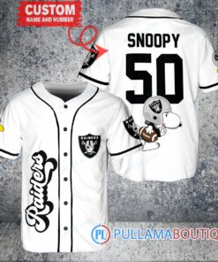 Snoopy Las Vegas Raiders Custom Baseball Jersey White