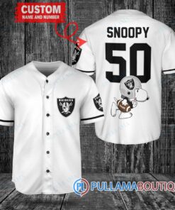 Snoopy Las Vegas Raiders Custom Baseball Jersey White Without Piping