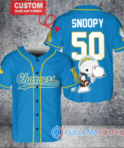 Snoopy Los Angeles Chargers Custom Baseball Jersey Blue