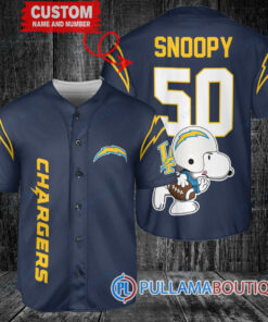 Snoopy Los Angeles Chargers Custom Baseball Jersey Navy