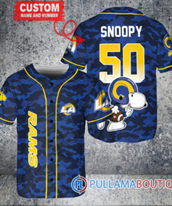 Snoopy Los Angeles Rams Custom Baseball Jersey Royal Military