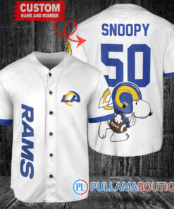 Snoopy Los Angeles Rams Custom Baseball Jersey White