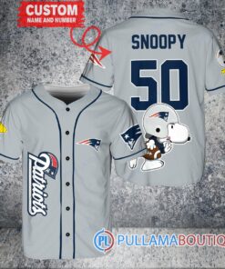 Snoopy New England Patriots Custom Baseball Jersey Gray