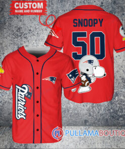 Snoopy New England Patriots Custom Baseball Jersey Red