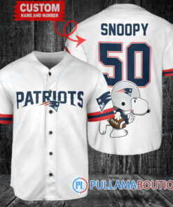 Snoopy New England Patriots Custom Baseball Jersey White