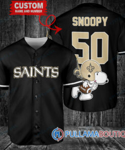 Snoopy New Orleans Saints Custom Baseball Jersey Black