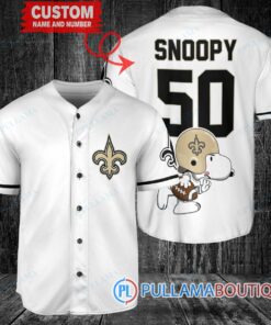 Snoopy New Orleans Saints Custom Baseball Jersey White