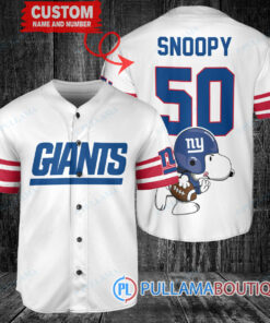 Snoopy New York Giants Custom Baseball Jersey White Without Piping