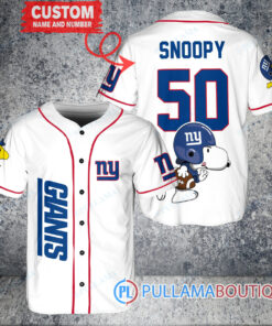 Snoopy New York Giants Custom Baseball Jersey White