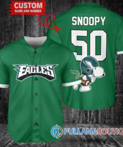 Snoopy Philadelphia Eagles Custom Baseball Jersey Kelly Green