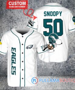 Snoopy Philadelphia Eagles  Custom Baseball Jersey White