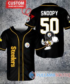 Snoopy Pittsburgh Steelers Custom Baseball Jersey Black