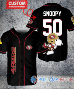 Snoopy San Francisco 49ers Custom Baseball Jersey Black