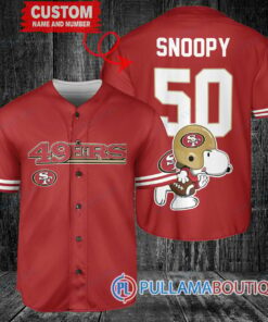 Snoopy San Francisco 49ers Custom Baseball Jersey Red