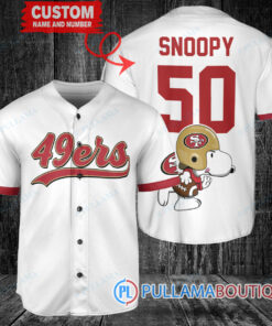 Snoopy San Francisco 49ers Custom Baseball Jersey White