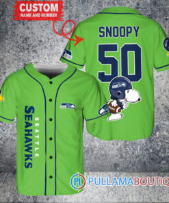 Snoopy Seattle Seahawks Custom Baseball Jersey Kelly