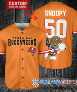 Snoopy Tampa Bay Buccaneers Custom Baseball Jersey Orange