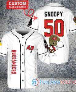 Snoopy Tampa Bay Buccaneers Custom Baseball Jersey White