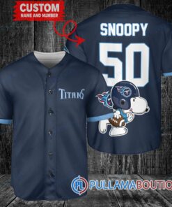 Snoopy Tennessee Titans Custom Baseball Jersey Navy