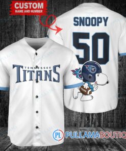 Snoopy Tennessee Titans Custom Baseball Jersey White