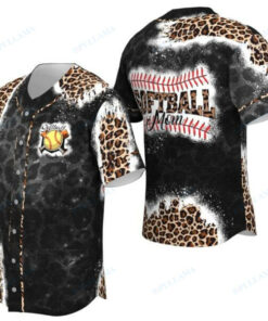 Softball Mom Black Leopard Baseball Jersey