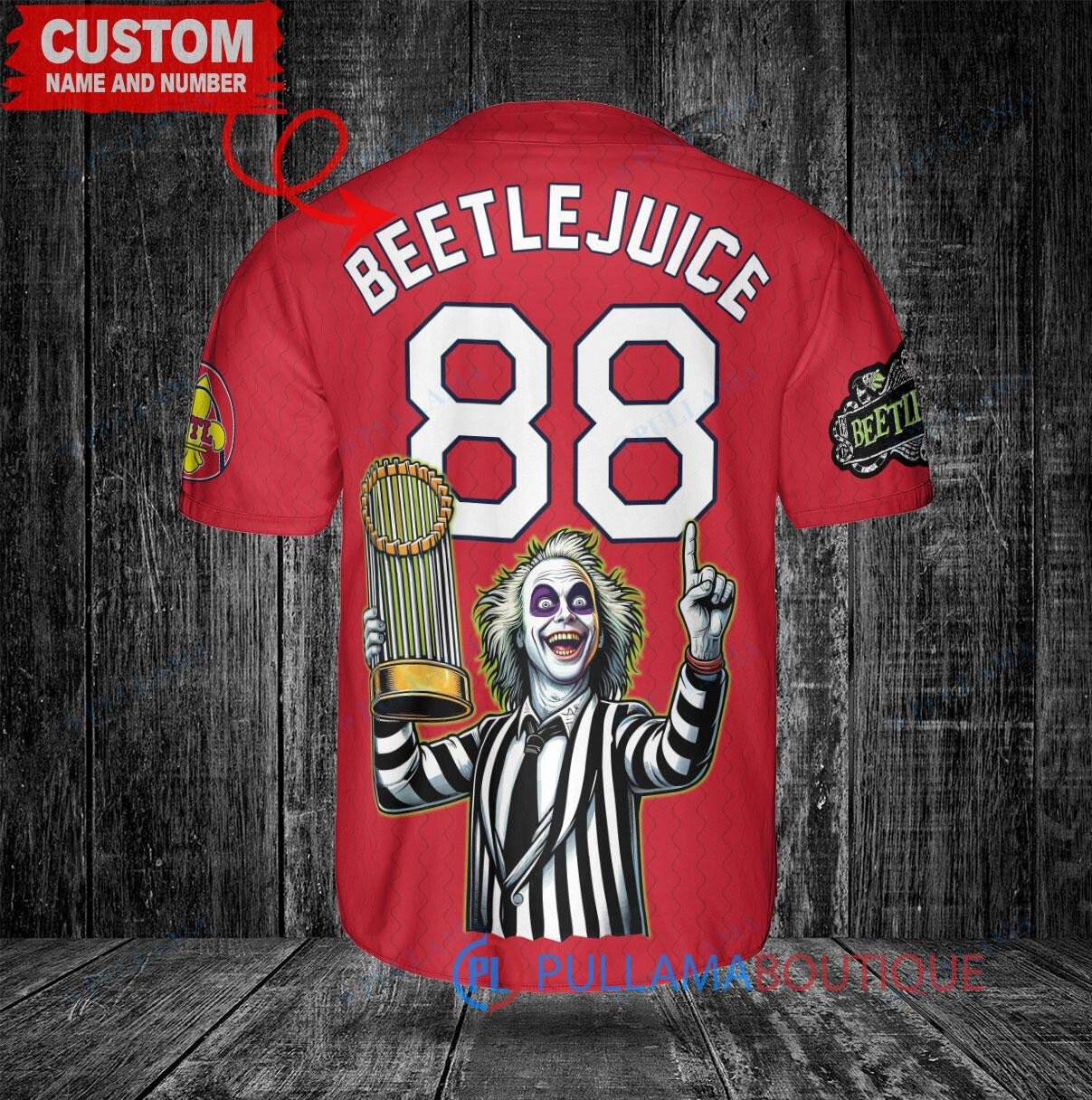 Texas Rangers Beetlejuice Halloween World Series Trophy Baseball Jersey