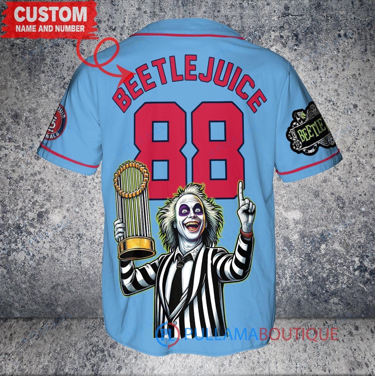 Baltimore Orioles Beetlejuice Halloween World Series Trophy Baseball Jersey