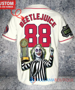 St. Louis Cardinals Beetlejuice Halloween World Series Trophy Baseball Jersey Cream