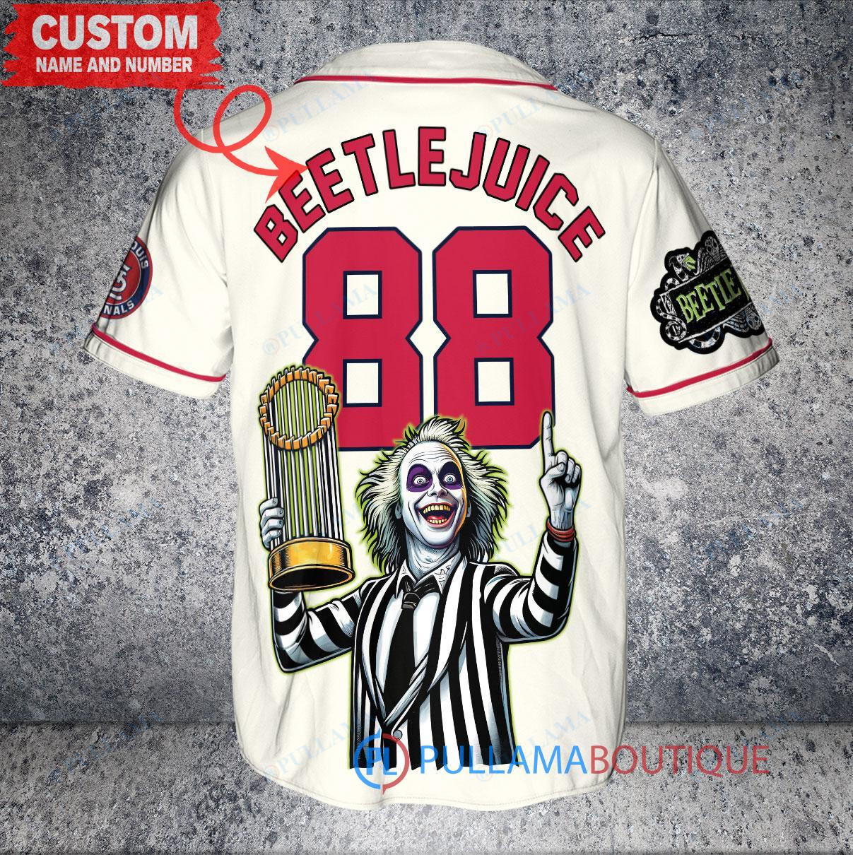 Seattle Mariners x Beetlejuice Halloween with World Series Trophy Custom Baseball Jersey Royal City Connect