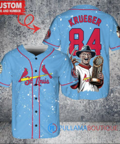 St. Louis Cardinals Freddy Krueger Halloween Baseball Jersey – Light Blue