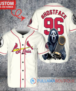 St. Louis Cardinals Ghostface Scream Halloween World Series Trophy Baseball Jersey Cream