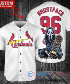 St. Louis Cardinals Ghostface Scream Halloween World Series Trophy Baseball Jersey White