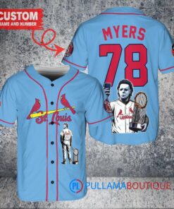 St. Louis Cardinals Halloween Michael Myers Baseball Jersey – Light Blue