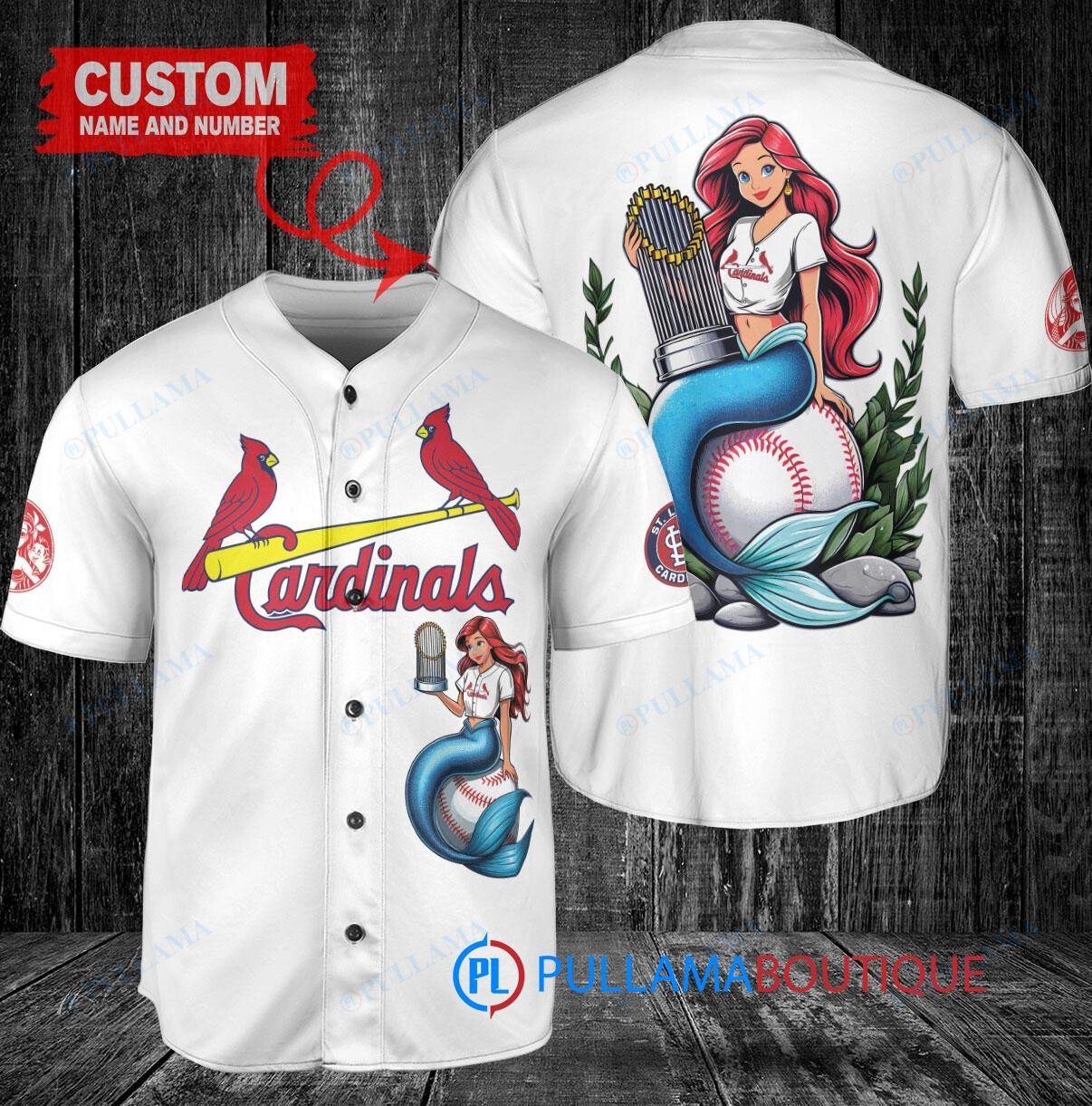 Detroit Tigers x Ariel Mermaid with Trophy Custom Baseball Jersey Navy