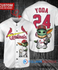 St. Louis Cardinals x Baby Yoda Star Wars The Mandalorian with Trophy Custom Baseball Jersey White