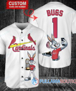 St. Louis Cardinals x Bugs Bunny with Trophy Baseball Jersey White