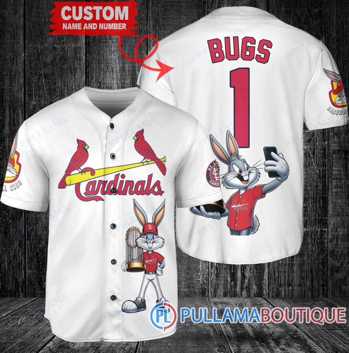 Tampa Bay Rays x Bugs Bunny with Trophy Baseball Jersey Black