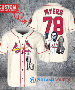 St. Louis Cardinals x Halloween Michael Myers with Trophy Custom Baseball Jersey Cream