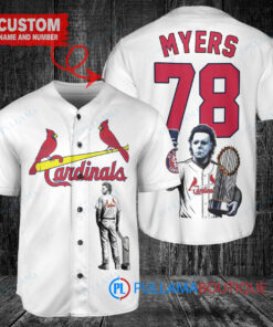 St. Louis Cardinals x Halloween Michael Myers with Trophy Custom Baseball Jersey White